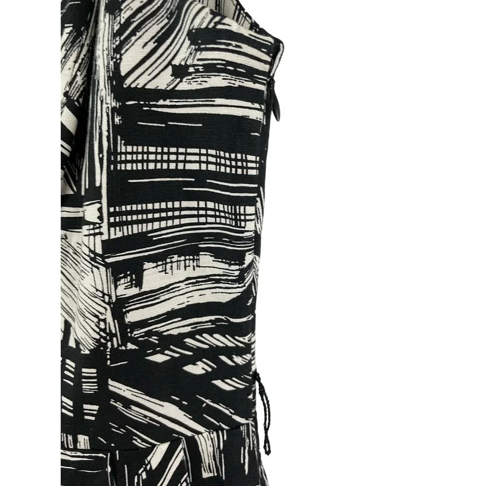 Coldwater Creek Size 8 Dress Black White A Line V Neck Modern Sleek Zipper - Picture 7 of 7